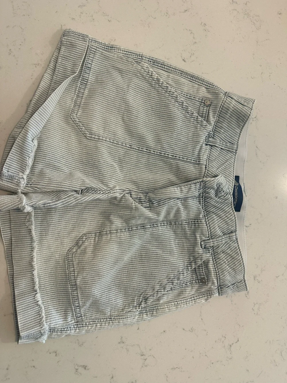 Democracy Light Blue Pinstripe Jean Shorts